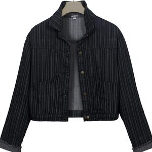 NWT Nasky Women’s Striped Denim Crop Jacket Size Large